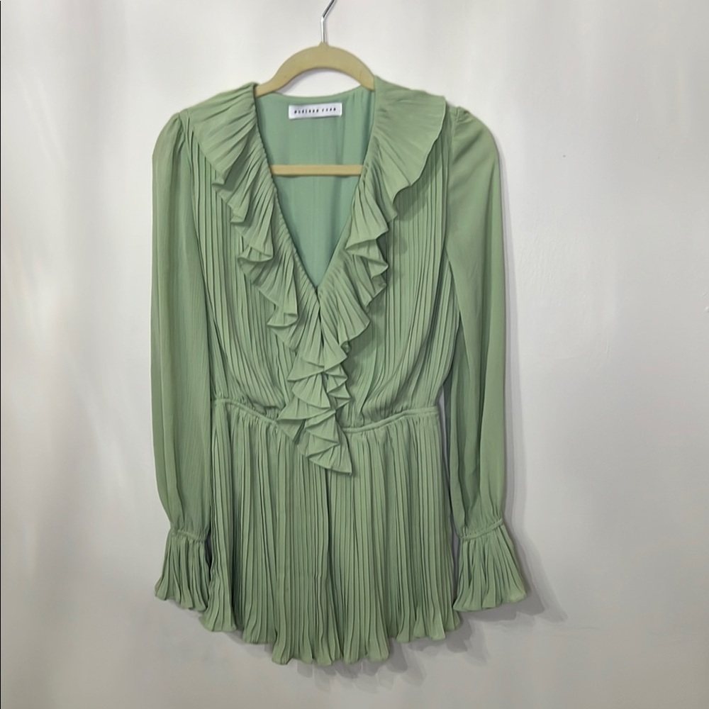 Endless Rose Green Ruffle Pleated Romper New without Tag